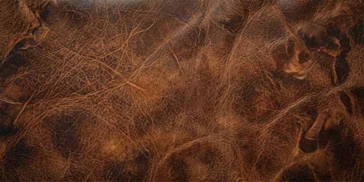 A close-up texture shot showcasing the rich, rugged grain of distressed brown leather, evoking a sense of vintage quality and rustic charm.