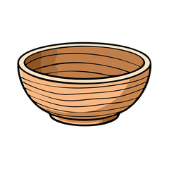 Fototapeta premium Simple Wooden Bowl Illustration with Horizontal Grain Detail and Shadow