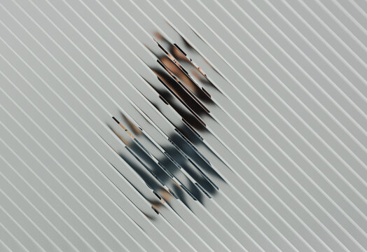 Diagonal blur figure inside 3D layered glass slats