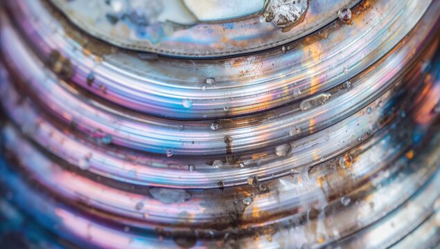 Vibrant Iridescent Abalone Shell Close-Up Macro Detail, Multicolored Layers, Wet Surface