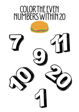 ELEMENTARY SCHOOL MATHEMATICS EXERCISE: COLOR THE EVEN NUMBERS 2