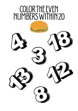 ELEMENTARY SCHOOL MATHEMATICS EXERCISE: COLOR THE EVEN NUMBERS 3