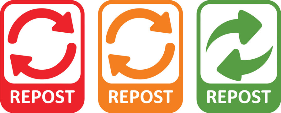 Repost icon set share label template vector illustration collection