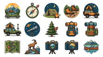 Obraz premium Outdoor Adventure Icons Collection.