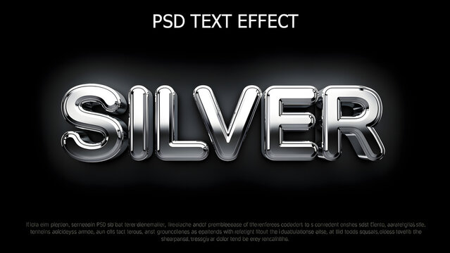 Silver text effect with a glossy finish 3d rendering for design projects and presentations