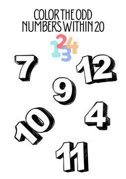 MATHEMATICS EXERCISE FOR ELEMENTARY SCHOOL: COLOR THE ODD NUMBERS 3