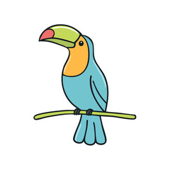 Fototapeta premium Vibrant Toucan Bird Perched on a Branch with Colorful Beak