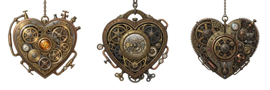 set of steampunk heart isolated on white background ***