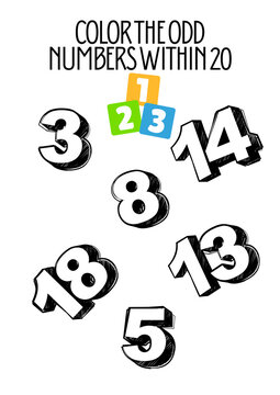 ELEMENTARY SCHOOL MATHEMATICS EXERCISE: COLOR THE ODD NUMBERS 1