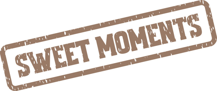 Distressed Sweet Moments rubber stamp impression in warm brown color marking cherished memories