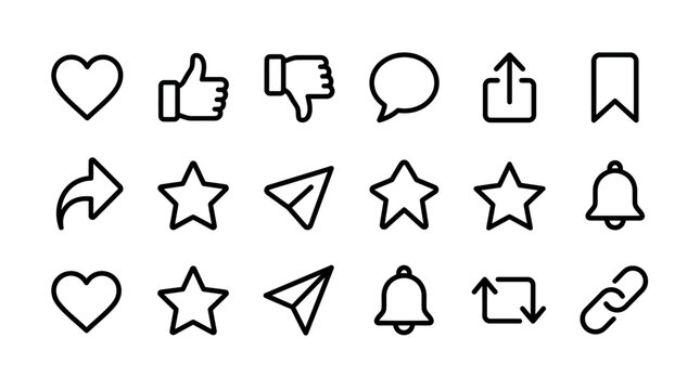 Social media icons and symbols.