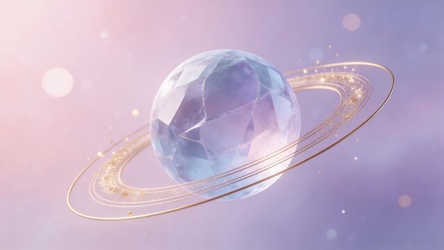 Crystal sphere with golden rings