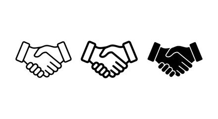 Obraz premium Handshake Icons: Agreement, Partnership, Trust, Business Deal, Collaboration, Success Symbols