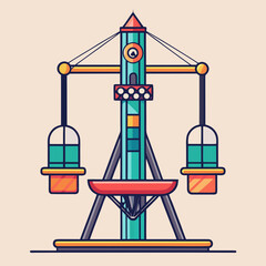 Fototapeta premium Amusement Park Pendulum Ride Illustration