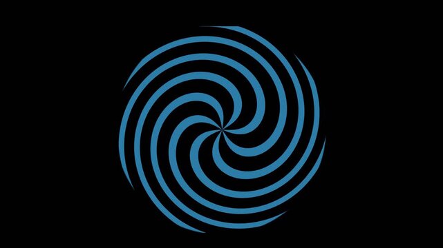 Abstract blue spiral line stripes advertising animation background with rays
