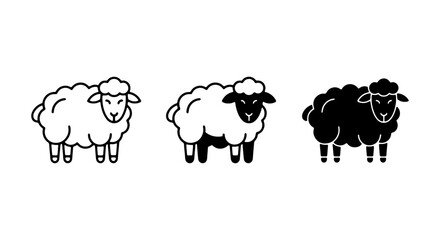 Sheep Icons Set, Farm Animal Vector Graphics, Livestock Illustrations, Cute Farm Animals © Imtiaz