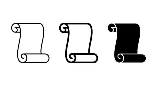 Scroll Icons, Parchment Vector Set, Old Paper Document Graphics, Historical Scroll Templates
