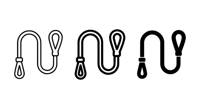 Dog Leash Icons, Pet Walking Leads, Animal Control Accessories, Vector Set