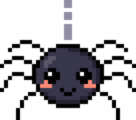 Fototapeta premium Cute Pixel Spider Icon Simple Halloween Sticker