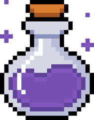 Obraz premium Cute Pixel Potion Bottle Icon Magic Halloween Sticker
