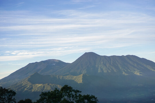 view gede pangrango mountaint in the morning 