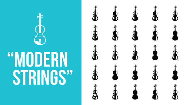 A collection of various violin silhouettes shown in this professional graphic design style digital art photograph