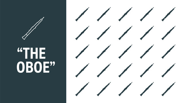 Multiple oboe musical instrument icons arranged in a clean pattern for a modern graphic design project