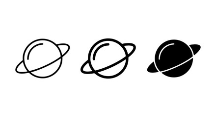 Planet Icons Set: Saturn, Space, Orbit, Celestial Body, Cosmic, Astronomy, Vector Graphics © Sumon
