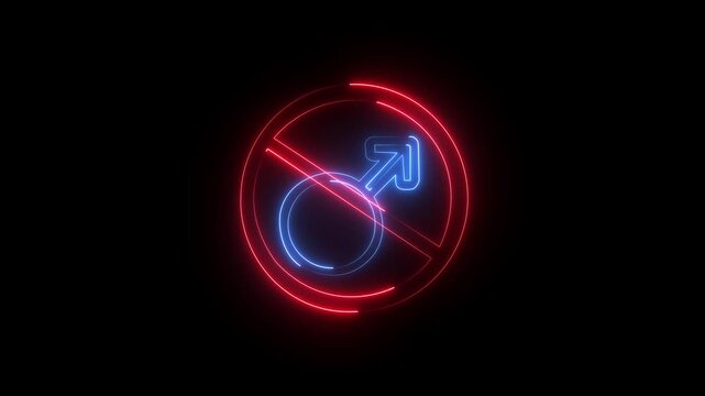 Glowing neon line Gender icon not allow animation. glowing gender symbol video footage black blackground motion animation 4k video...