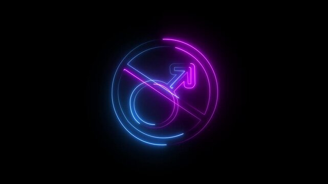Glowing neon line Gender icon not allow animation. glowing gender symbol video footage black blackground motion animation 4k video...