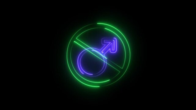 Glowing neon line Gender icon not allow animation. glowing gender symbol video footage black blackground motion animation 4k video...