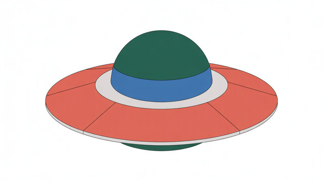 Minimal Sci Fi UFO Green Light Beam Isolated Transparent Background Clean Futuristic Vector Illustration Design