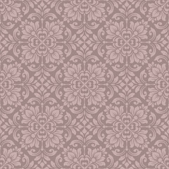 Vintage taupe floral seamless pattern background with elegant antique damask blooming medallions, perfect for luxury upholstery and classic wallpapers. © PPS Inspire Art