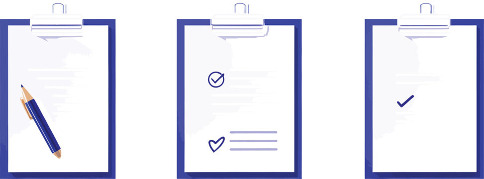 Checklist clipboard with pencil and checkmarks