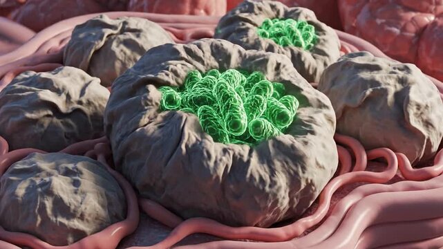 3D Medical Illustration of Gaucher Disease Lysosomes