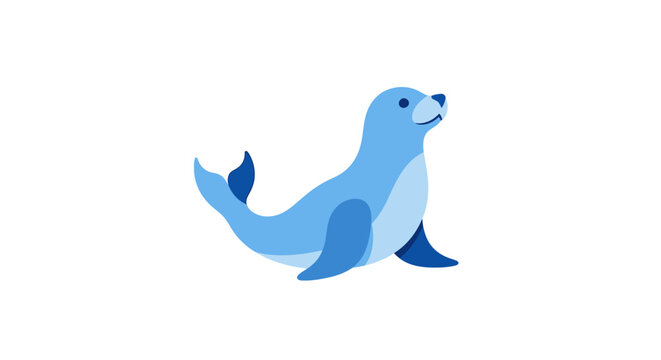 Blue cartoon seal animal mammal.