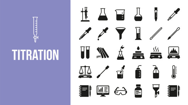 Scientific laboratory equipment icons displayed in this clean vector illustration for professional chemistry research project work