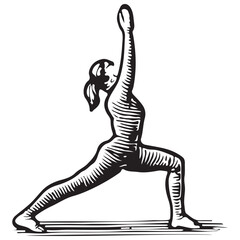 Fototapeta premium Vintage Warrior Pose Spiritual Yoga Illustration