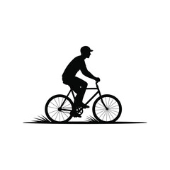 Fototapeta premium Cyclist Riding Bicycle Silhouette Vector Isolated on White Background