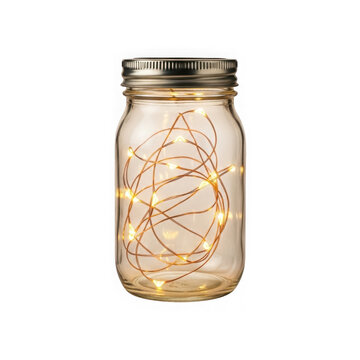 Mason jar fairy lights with twigs creating a cozy ambiance