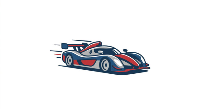 Sleek Racing Car Speeds Down Track.