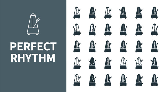Collection of various metronome icons showing different tempo settings for music practice and professional timing use