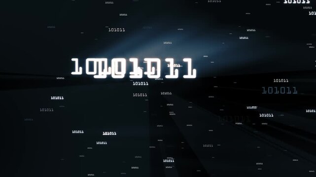 Computer database binary code on white light background