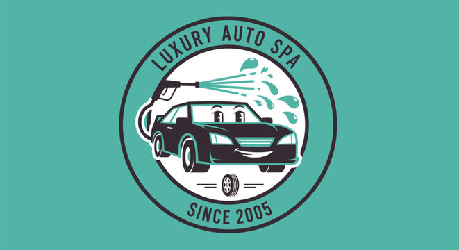 Luxury Auto Spa Car Wash Service Logo Design.