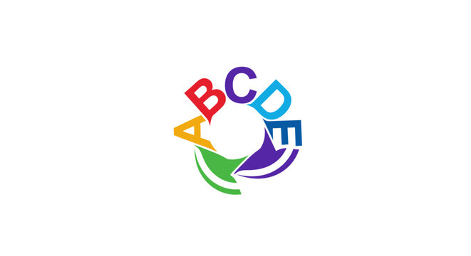 Colorful letters in circular formation.