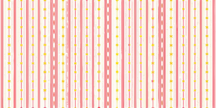 Seamless striped pattern with stars pastel pink and yellow
