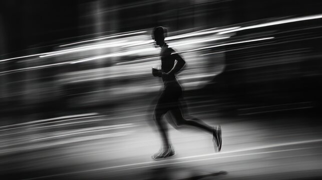 High speed runner motion blur abstract grayscale photography