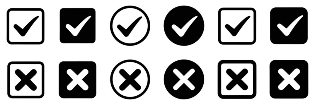 tick cross approval icon set