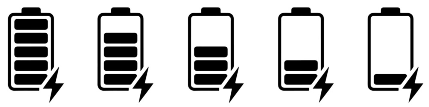battery charge level icon set