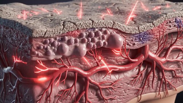 Detailed 3D Illustration of Eczema Affected Skin Layers